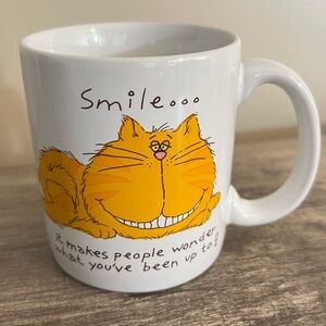 Carlton Cards Stoneware Ceramic Grinning Cat Coffee Tea Mug Smile…